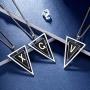 beautlace Double Triangle Letter Necklaces Silver/18K Gold/Black Gun Plated Initial Geometric Minimalist Pendant Alphabet Name Necklace Jewelry for Men and Women KP0158