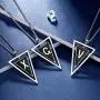 beautlace Double Triangle Letter Necklaces Silver/18K Gold/Black Gun Plated Initial Geometric Minimalist Pendant Alphabet Name Necklace Jewelry for Men and Women KP0158