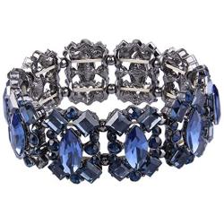 EVER FAITH Womens Crystal Vintage Style Elegant Bridal Elastic Stretch Bracelet