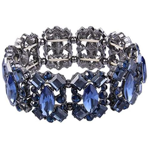 EVER FAITH Womens Crystal Vintage Style Elegant Bridal Elastic Stretch Bracelet