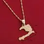 24K Gold Plated The Republic of Haiti Map Pendant Necklace Chain Port-AU-Prince Map Jewelry 24K Gold Plated The Republic of Haiti Map Pendant Necklace Chain Port-AU-Prince Map Jewelry