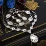BriLove Womens Wedding Bridal Crystal Teardrop Y-Necklace Tennis Bracelet Dangle Earrings Set