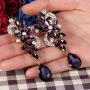 BriLove Womens Bohemian Boho Crystal Flower Wedding Bridal Chandelier Teardrop Bling Clip-On Dangle Earrings