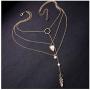 Exquisite Sequins Multilayer Pendant Necklace Multi-layer Bar Pendant Necklace Long Choker Necklace for Women Lady Girl