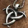 Celtic Norse Viking Asatru Jewelry Triple Horns Crescent Moon of Odin Horn triskelion triskele Protection Amulet Pewter Boys Unisex Mens Pendant Necklace Charm for men w Silver Ball Chain Celtic Norse Viking Asatru Jewelry Triple Horns Crescent Moon of Odin Horn triskelion triskele Protection Amulet Pewter Boys Unisex Mens Pendant Necklace Charm for men w Silver Ball Chain
