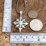 Symbol of Chaos Magick Star Jewelry Eight Pointed Gothic 8 equidistant arrows Chaosphere Power Protection Amulet Pewter mens womens pendant necklace charm for men women unisex w Silver Ball Chain