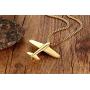 VNOX Stainless Steel Paper Airplane Plane Pendant Necklace,Gold Plated,Free Chain 24''