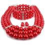 NA Kosmos-LI Multi Layer Simulated Pearl Strand Costume Jewelry Set