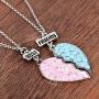 MJartoria BFF Necklaces for 2 - Split Heart Mermaid Tail Pendant Best Friends Forever Friendship Necklace Gifts for Girls