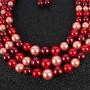 HaHaGirl Faux Pearl Strands Mix Color Tone Jewelry Sets for Women Include Necklace Bracelet and Earrings Set