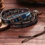 IUNIQUEEN Boho 5 Wraps Handmade Beaded Statement Stainless Steel Box Chain Bracelet Jewelry Collection for Men and Women (Trendy)