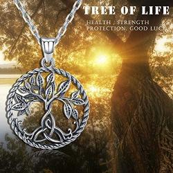 Aniu Tree of Life Necklace, Celtic Family Tree Pendant for Women, Sterling Silver Jewelry Gift - Oxidized Special Effect