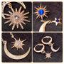 4 Pairs Exaggerated Moon Gold Earrings Sun Star Earrings Boho Earrings Moon Dangle Drop Earrings Retro Jewelry for Women Girls, Gold