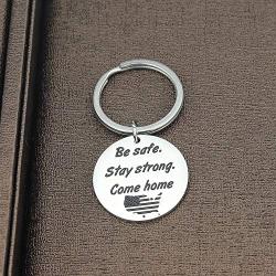 Ribukat Deployment Gift Military Gift Be Safe Stay Strong Come Home Deployment Keychain Army Keychain Navy Keychain Gift for Husband Boyfriend