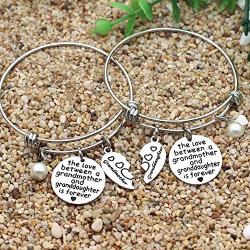 Grandmother Granddaughter Gifts Bracelets Heart Charm Bangles Women Jewelery - The Love Between Grandmother and Granddaughter Is Forever