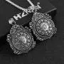HZMAN Vintage Tibetan I Ching Spiritual Divination Om Stainless Steel Pendant Necklace Yoga Jewelry