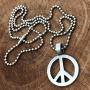 Peace Sign Jewelry Hippie Reggae Disco 70s Fashion Peace Symbol protection Amulet Pewter Pendant Necklace Charm Mens Womens Girls Boys Unisex for men women girls boys gay w Silver Ball Chain