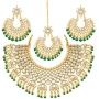 Aheli Exquisite Wedding Party Wear Faux Kundan Pearl Beaded Necklace and Earrings Set Indian Ethnic Jewellery for Women