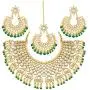 Aheli Exquisite Wedding Party Wear Faux Kundan Pearl Beaded Necklace and Earrings Set Indian Ethnic Jewellery for Women