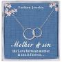 Mother Son Necklace Sterling Silver 2 Interlocking Circles Infinity Necklace Mom Gifts Birthday Gifts Jewelry for Women