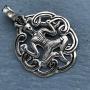Medieval Norse Viking Gaulish Celts Celtiberians Jewelry Cernunnos Celtic Horned god Amulet Charm Silver pewter Mens pendant necklace for men w Silver Ball Chain