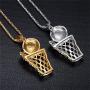 SINLEO Mens Hiphop Iced Out Diamond Mini Basketball Rim Pendant Stainless Steel Necklace Chain