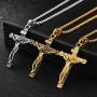 LineAve Mens Stainless Steel Jesus Christ Crucifix Cross Pendant Necklace