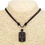 BlueRica Trident Dogtag Pendant on Adjustable Black Rope Cord Necklace