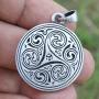 Celtic Pagan Wiccan Jewelry Merlin Morgana Wicca Witchcraft Magic Trinity Triskele Triquetra Triskelion Silver Pewter Mens Womens Pendant Necklace Charm Protection Amulet Men w Stainless Steel Chain