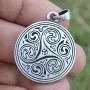 Celtic Pagan Wiccan Jewelry Merlin Morgana Wicca Witchcraft Magic Trinity Triskele Triquetra Triskelion Silver Pewter Mens Womens Pendant Necklace Charm Protection Amulet Men w Stainless Steel Chain
