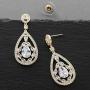 Mariell Gold Dangle Earrings for Brides, Wedding or Prom - Vintage Pear-Shape CZ Statement Chandeliers