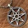 Heptagram Septagram Septegram Septogram Fairy 7-point star Kabbalistic Jewelry Seven Directions Qualities Venus Shpere Protection Amulet Pewter Mens Pendant Necklace Charm for men W Silver Ball Chain