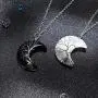 Hicarer 2 Pieces Tree Life Crescent Moon Necklace Wire Wrap Gemstones Healing Crystal Pendant Necklace Quartz Jewelry for Women