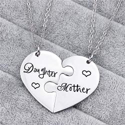 MZC Jewelry Matching Mother Daughter Necklace Set of 2 Heart Neckalce for Mother Mom Gift