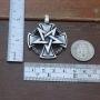 Inverted Pentacle Pentagram Star Cross Knight templar Gothic Masonic Germanic Biker Jewelry Silver Pewter Mens Pendant Necklace Protection Amulet Safe Travel Talisman Warrior Fighter Medallion Chain