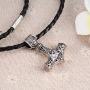 AILUOR Men Viking Leather Norse Thors Hammer Mjolnir Celtic Knot Pendant Necklace Jewelry Scandinavian