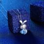 DAOCHONG 925 Sterling Silver Cubic Zirconia Love Heart Cute Animal Pendant Necklace for Women Birthday Gift