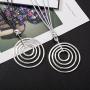 Necklaces for Women Long Statement Silver Pendant Necklace with Leather Rope