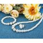 Finrezio Faux Pearl Choker Necklace Dangle Earrings Bracelet Crystal Jewelry Set for Women Wedding Jewelry Sets Bridesmaids Gifts