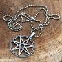 Heptagram Septagram Septegram Septogram Fairy 7-point star Kabbalistic Jewelry Seven Directions Qualities Venus Shpere Protection Amulet Pewter Mens Pendant Necklace Charm for men W Silver Ball Chain