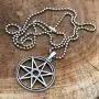 Heptagram Septagram Septegram Septogram Fairy 7-point star Kabbalistic Jewelry Seven Directions Qualities Venus Shpere Protection Amulet Pewter Mens Pendant Necklace Charm for men W Silver Ball Chain