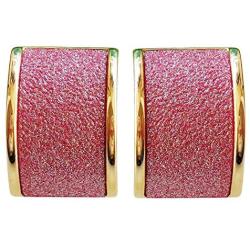 Navachi 18k Gold Plated Square Rainbow Multicolor Glitter Omega Back Earrings