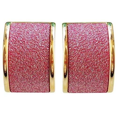 Navachi 18k Gold Plated Square Rainbow Multicolor Glitter Omega Back Earrings