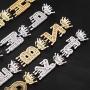 HECHUANG Initial Letter Pendant Necklace Women Simulated Diamond Name Chain Necklace Gold Silver Rope Chain