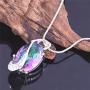 Uloveido White Gold Plated Jewelry Set Rainbow Mystic Topaz Ring Earrings Pendant Necklace T472