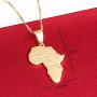 Big Size Crystal Africa Map Pendant Necklace Women Girl 24K Gold Plated African Map Hiphop Item