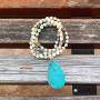 Boho Handmade Natural Ocean Jasper Picasso Jasper Imperial Jasper Pendant Long Strand Amazonite Bead Necklace for Women Men