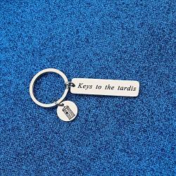 WUSUANED Tardis Keychain Keys to The Tardis Jewelry with Police Box Charm Gift for Doctor Who Fan