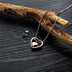 QeenseKc Rose Gold Double Heart Urn Necklaces for Human Pet Ashes Cremation Jewelry for Ashes Keepsake Memorial Pendant Jewelry