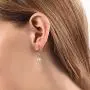 Lock Drop Dangle Hoop Sterling Silver Earrings for Women Teen Girls 14K Gold Plated Cartilage Hypoallergenic Nickel Free Cool Tube Punk Dangling Ear Ring Holiday Jewelry